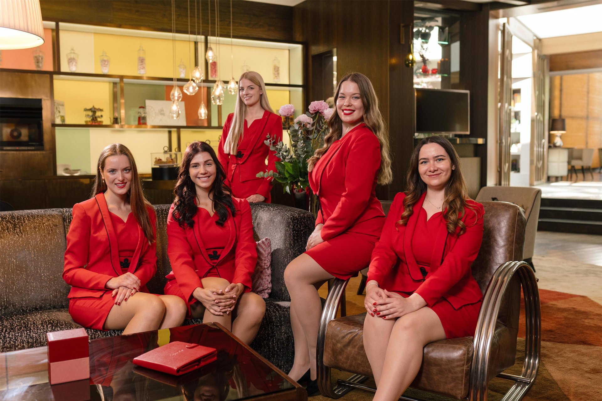 Lady in Red team in The Living Room of Kempinski Hotel Corvinus Budapest