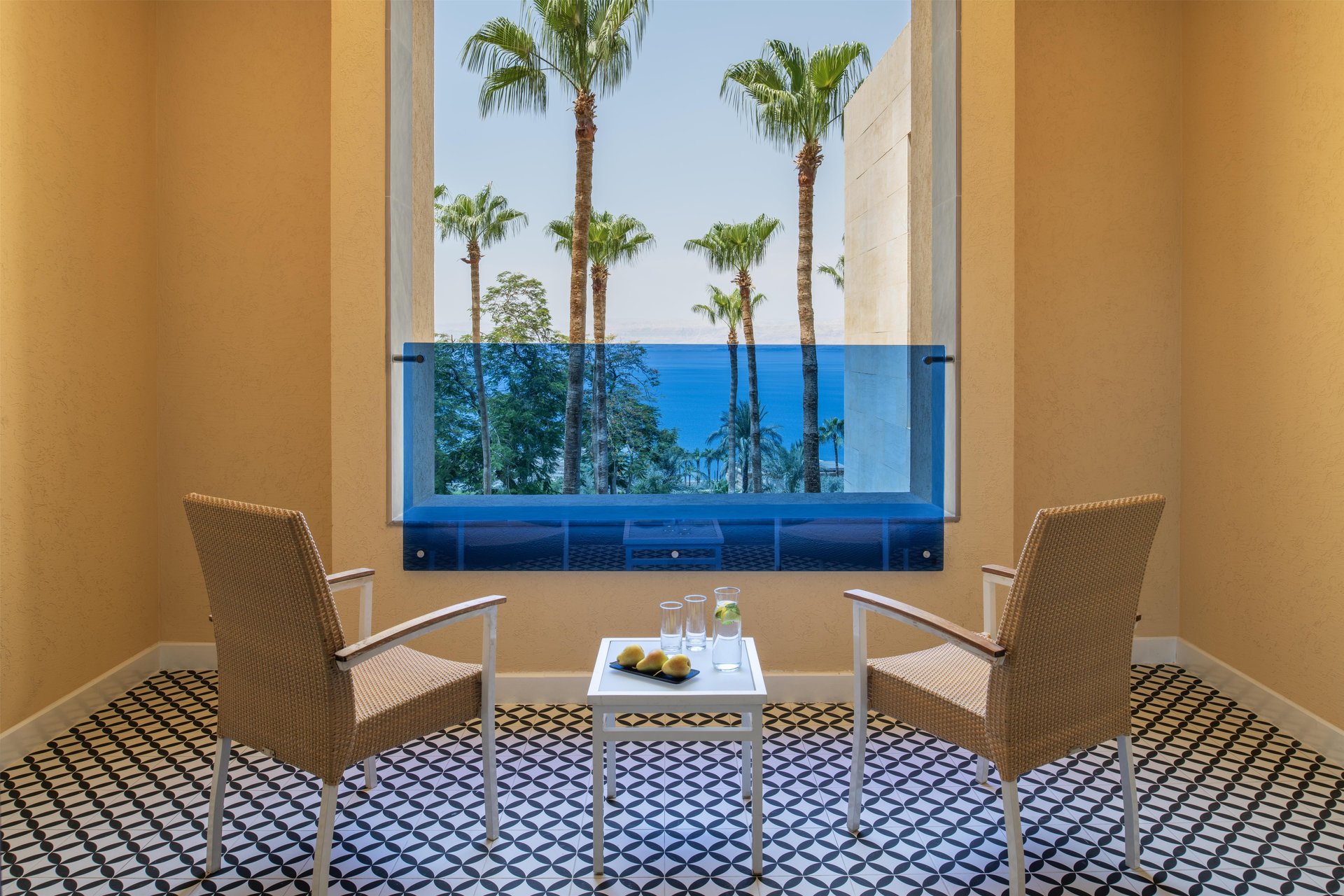 Kempinski Hotel Ishtar Dead Sea Jordan - Superior Room Balcony Overlooking the Dead Sea