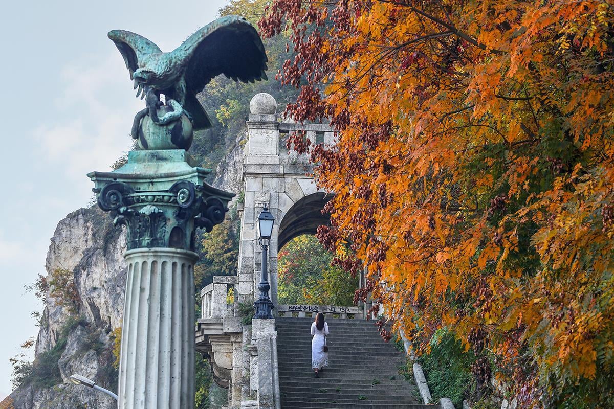 Budapest Autumn Moment on Gellert Hill for panoramic view