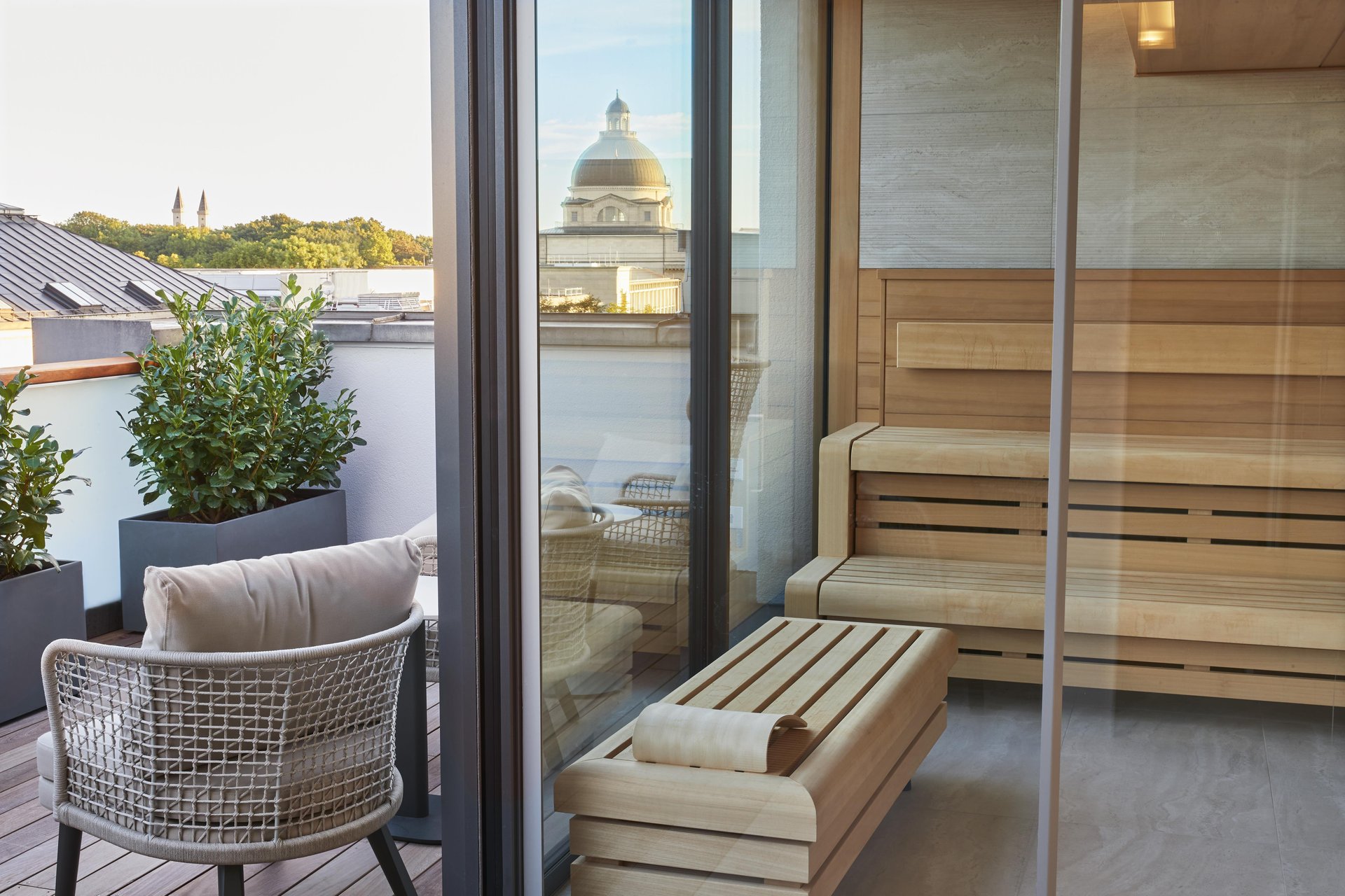 Modern sauna at Kempinski The Spa, Hotel Vier Jahreszeiten Kempinski München