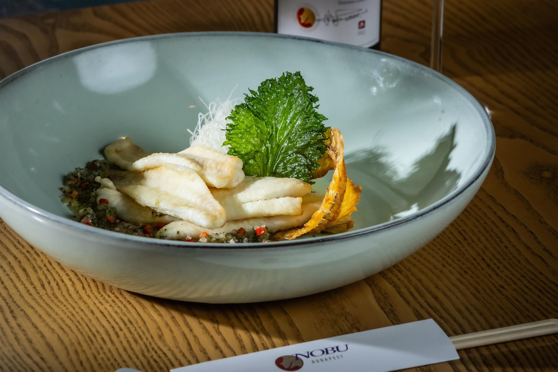 NOBU Budapest Restaurant Seabass Shiso