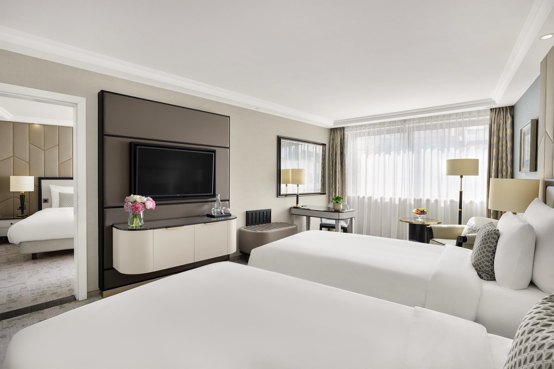 Modern Family Room with connecting door downtown Budapest at Kempinski Hotel Corvinus