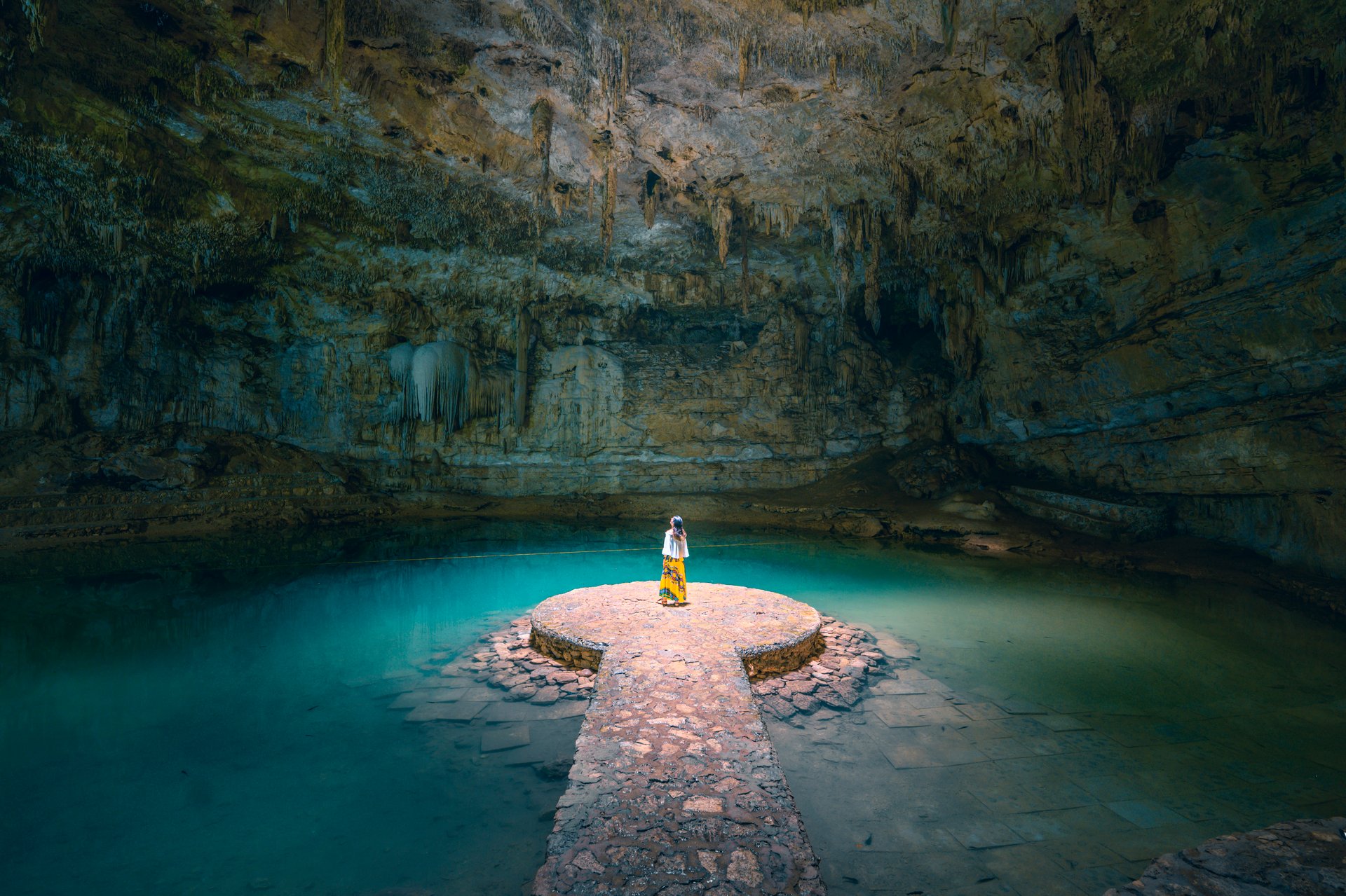 Women in cenote in Mexico