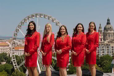 Ladies in Red with Ferris Wheel