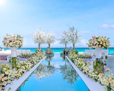 Beachfront wedding ceremony in Cancun