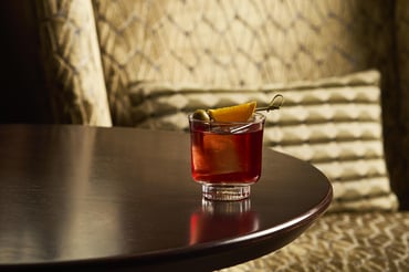 Negroni cocktail served in Blue Fox The Bar at Kempinski Hotel Corvinus, Downtown Budapest