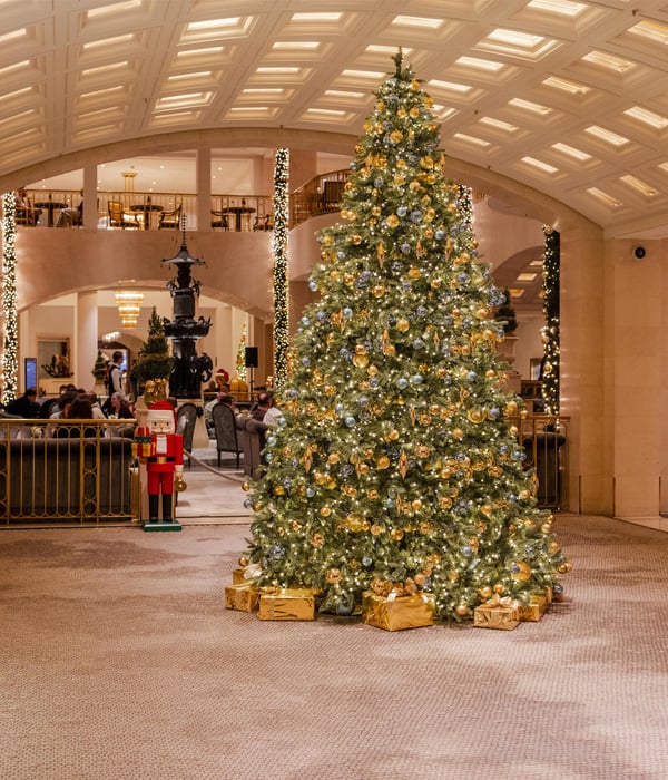 Hotel Adlon Kempinski Berlin lobby with a decorated Christmas tree