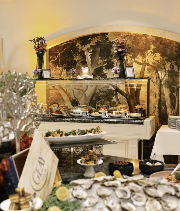 Starter and oyster selection at Adlon champagne brunch buffet